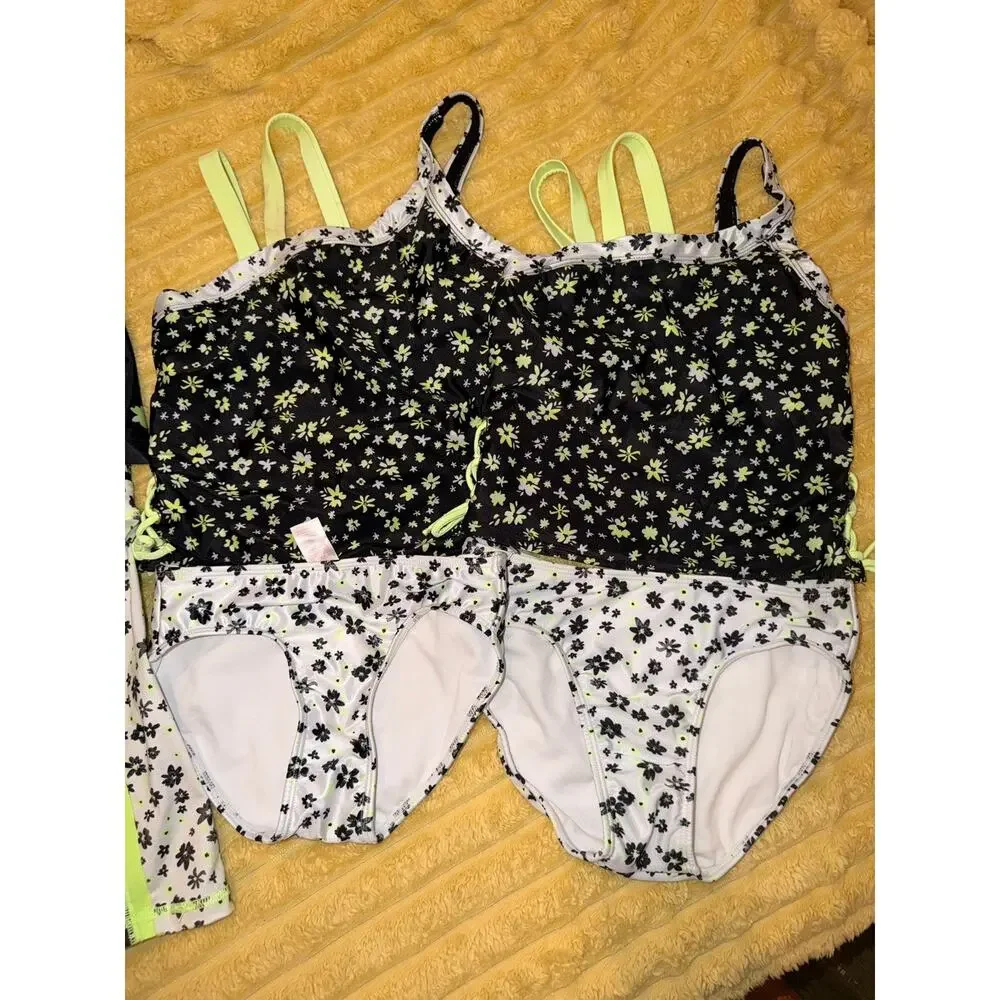 Girls Justice Lot Bundle Swim Short Shirt Green Floral Black Size 10